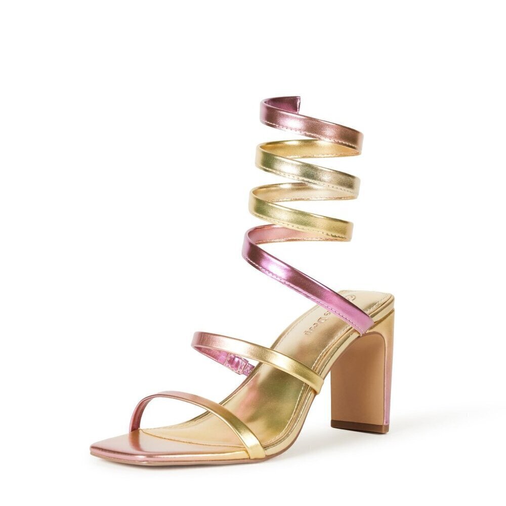 The Drop Women's Aimee Spiral Heeled Sandal, Pink/Gold Ombre, 6.5